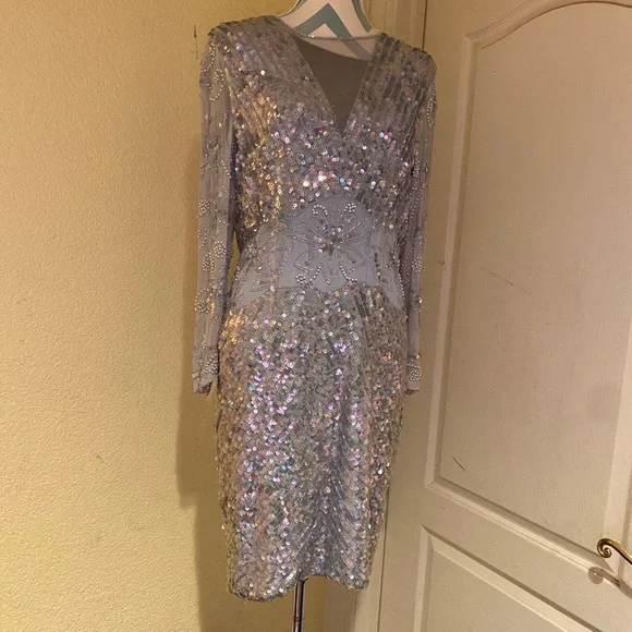 ice blue sequin dress Scala 60407 Formal Long Sequin Prom Dress main image 1